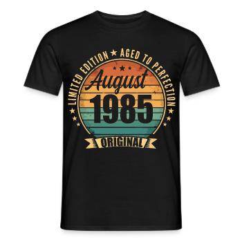 Vintage Août 1985 Anniversaire Édition Limitée  - T-shirt homme - noir - Devant - AI Model Male 178 light (178cm)