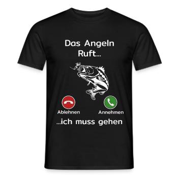 Das Angeln ruft ich muss gehen - Lustiges Angler - Männer T-Shirt - Schwarz - Vorne - AI Model Male 178 light (178cm)