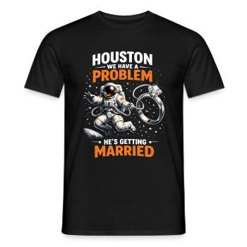 Enterrement de vie de garçon Astronaute Houston Nous avons un problème de marié - T-shirt homme - noir - Devant - AI Model Male 178 light (178cm)