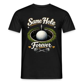 Bachelor Party Shirt Golf - Same Hole Forever Bräutigam - Men's T-Shirt - black - Front - AI Model Male 178 light (178cm)