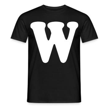 Imprimé grand style W | Lettre W | W Logo - T-shirt homme - noir - Devant - AI Model Male 178 light (178cm)