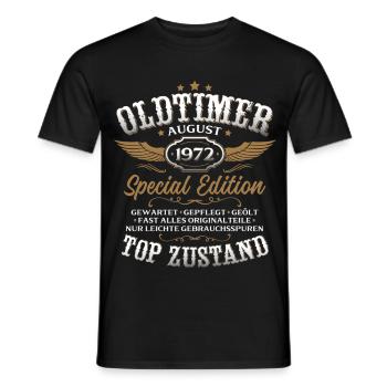 54. Geburtstag Geschenk Mann Oldtimer August 1972 - Männer T-Shirt - Schwarz - Vorne - AI Model Male 178 light (178cm)