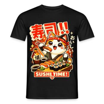Kawaii Sushi Katze - Männer T-Shirt - Schwarz - Vorne - AI Model Male 178 light (178cm)