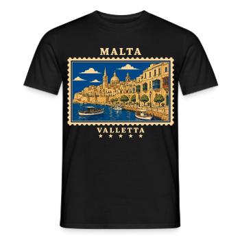 Malta Valletta Vintage Travel Brand - Men's T-Shirt - black - Front - AI Model Male 178 light (178cm)
