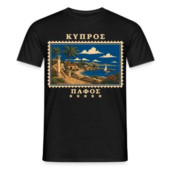 Zypern Paphos Vintage Reisemarke - Männer T-Shirt - Schwarz - Vorne - AI Model Male 178 light (178cm)