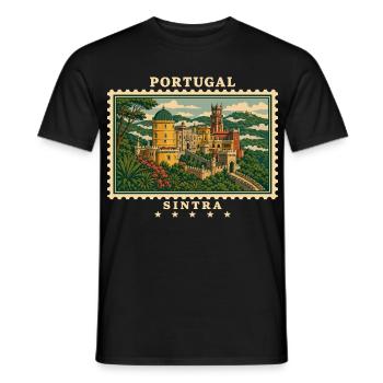 Portugal Sintra Vintage Reisemarke - Männer T-Shirt - Schwarz - Vorne - AI Model Male 178 light (178cm)