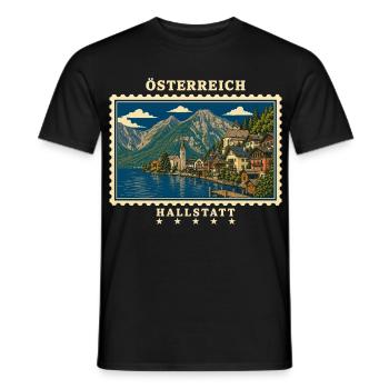 Österreich Hallstatt Vintage Reisemarke - Männer T-Shirt - Schwarz - Vorne - AI Model Male 178 light (178cm)