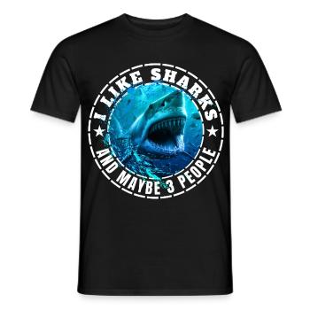 J’AIME LES REQUINS ET PEUT-ÊTRE TROIS PERSONNES - T-shirt homme - noir - Devant - AI Model Male 178 light (178cm)