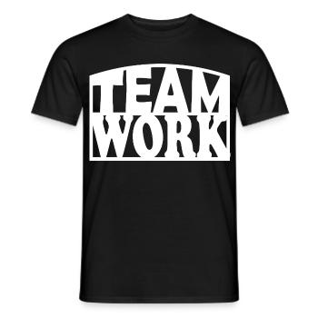 Pochoir en Audace pour le travail d’équipe - T-shirt homme - noir - Devant - AI Model Male 178 light (178cm)