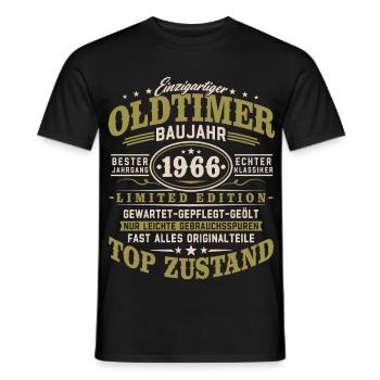 Oldtimer Baujahr 1966 Jahrgang Geburtstag Geschenk - Männer T-Shirt - Schwarz - Vorne - AI Model Male 178 light (178cm)