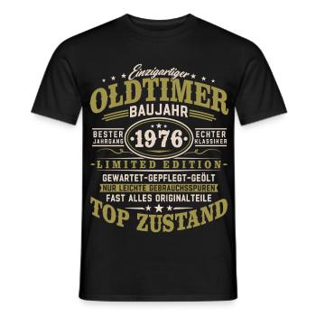 Oldtimer Baujahr 1976 Jahrgang Geburtstag Geschenk - Männer T-Shirt - Schwarz - Vorne - AI Model Male 178 light (178cm)