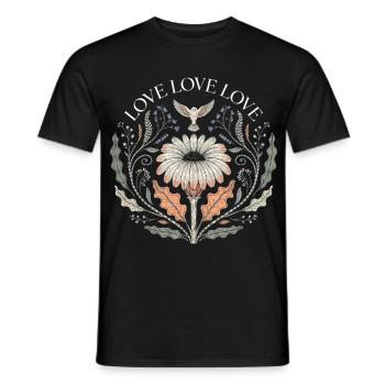 Love Love Love Blumen Spruch Retro T-Shirt - Männer T-Shirt - Schwarz - Vorne - AI Model Male 178 light (178cm)