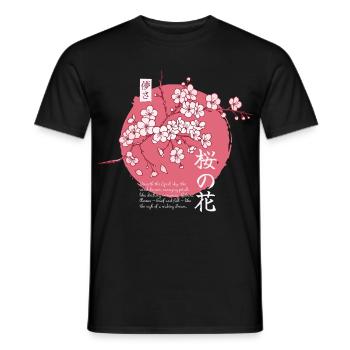 Ephemeral Blossom: Japanese Sakura - Männer T-Shirt - Schwarz - Vorne - AI Model Male 178 light (178cm)