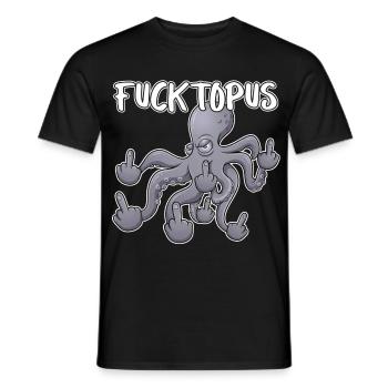 Fucktopuss – Dessin animé de la pieuvre espiègle - T-shirt homme - noir - Devant - AI Model Male 178 light (178cm)