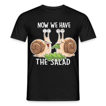 Maintenant, nous avons la salade – Des escargots drôles - T-shirt homme - noir - Devant - AI Model Male 178 light (178cm)