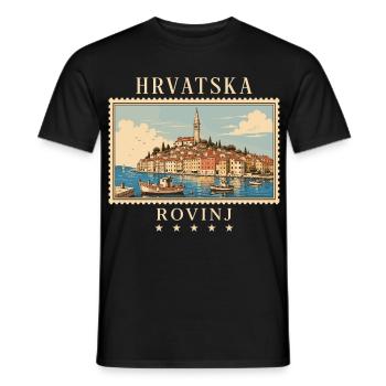 Kroatien Rovinj Vintage Reisemarke - Männer T-Shirt - Schwarz - Vorne - AI Model Male 178 light (178cm)