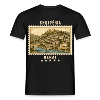 Albanien Berat Vintage Reisemarke - Männer T-Shirt - Schwarz - Vorne - AI Model Male 178 light (178cm)