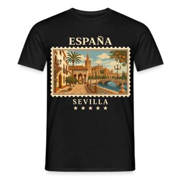 Spanien Sevilla Vintage Reisemarke - Männer T-Shirt - Schwarz - Vorne - AI Model Male 178 light (178cm)