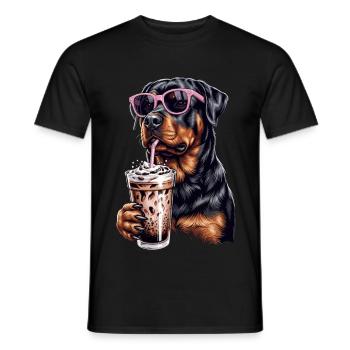 Rottweiler Eiskaffee - Männer T-Shirt - Schwarz - Vorne - AI Model Male 178 light (178cm)