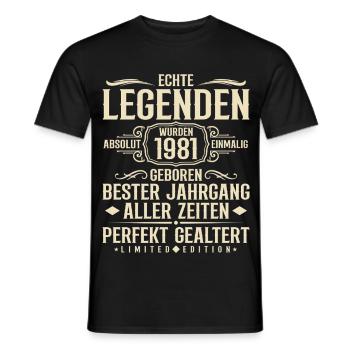 Jahrgang 1981 Geburtstag Absolut Einmalig - Männer T-Shirt - Schwarz - Vorne - AI Model Male 178 light (178cm)