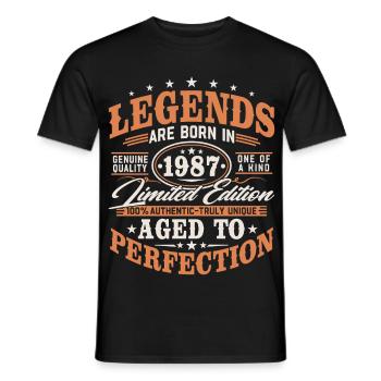 1987 Jahrgang Vintage Geburtstag Geschenk Retro - Männer T-Shirt - Schwarz - Vorne - AI Model Male 178 light (178cm)