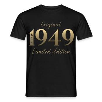 77. Geburtstag Geschenk Original August 1949 - Männer T-Shirt - Schwarz - Vorne - AI Model Male 178 light (178cm)
