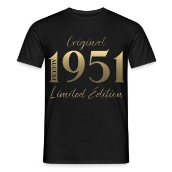 75. Geburtstag Geschenk Original August 1951 - Männer T-Shirt - Schwarz - Vorne - AI Model Male 178 light (178cm)