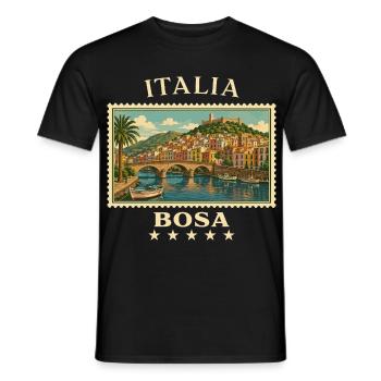 Italien Bosa Vintage Reisemarke - Männer T-Shirt - Schwarz - Vorne - AI Model Male 178 light (178cm)