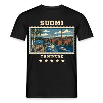 Finnland Tampere Vintage Reisemarke - Männer T-Shirt - Schwarz - Vorne - AI Model Male 178 light (178cm)