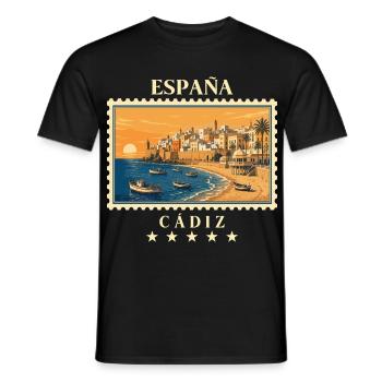 Spanien Cádiz Vintage Reisemarke - Männer T-Shirt - Schwarz - Vorne - AI Model Male 178 light (178cm)