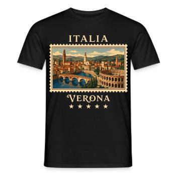 Italien Verona Vintage Reisemarke - Männer T-Shirt - Schwarz - Vorne - AI Model Male 178 light (178cm)