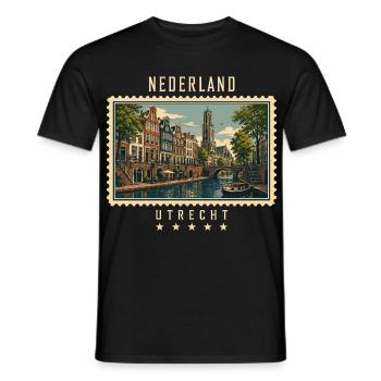 Niederlande Utrecht Vintage Reisemarke - Männer T-Shirt - Schwarz - Vorne - AI Model Male 178 light (178cm)