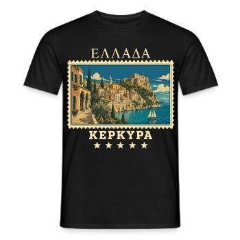 Griechenland Korfu Vintage Reisemarke - Männer T-Shirt - Schwarz - Vorne - AI Model Male 178 light (178cm)