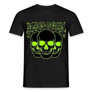 Neon-Schädel-Trio Black Metal  - Männer T-Shirt - Schwarz - Vorne - AI Model Male 178 light (178cm)