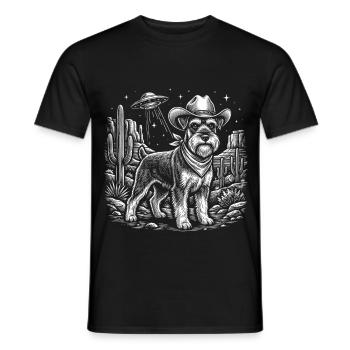 Humour de chien extraterrestre OVNI Schnauzer cowboy - T-shirt homme - noir - Devant - AI Model Male 178 light (178cm)