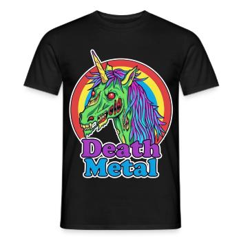 Death Metal – Zombie Einhorn Cartoon - Männer T-Shirt - Schwarz - Vorne - AI Model Male 178 light (178cm)
