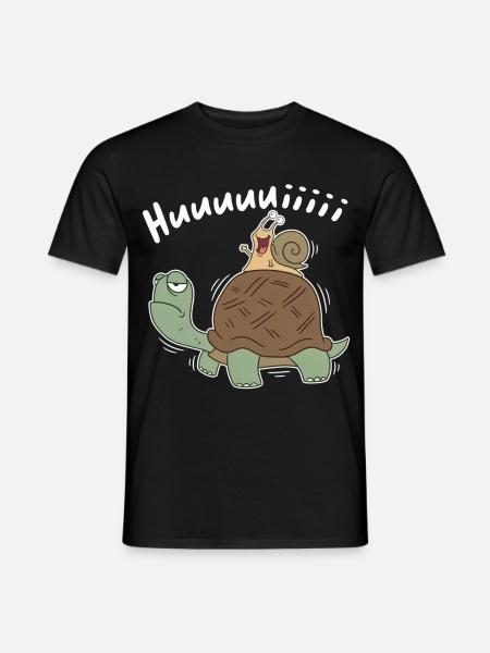 Hui – Snail Rides Turtle Cartoon - Men's T-Shirt - black