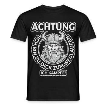 Zu dick zum Rennen – Ich kämpfe Wikinger - Männer T-Shirt - Schwarz - Vorne - AI Model Male 178 light (178cm)
