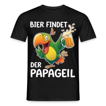Bier findet der Papa geil – Papagei Shirt - Männer T-Shirt - Schwarz - Vorne - AI Model Male 178 light (178cm)