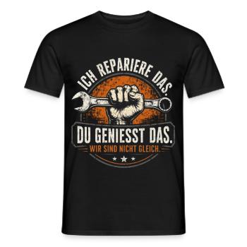 Ich repariere das – Handwerker Vintage - Männer T-Shirt - Schwarz - Vorne - AI Model Male 178 light (178cm)