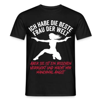 Beste Frau der Welt Verrückt Ehemann Spruch - Männer T-Shirt - Schwarz - Vorne - AI Model Male 178 light (178cm)