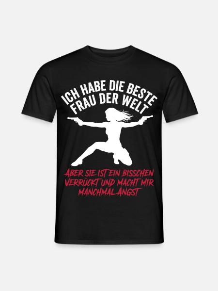 Beste Frau der Welt Verrückt Ehemann Spruch - Männer T-Shirt - Schwarz