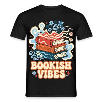 Bookish Vibes Retro Bücher - Männer T-Shirt - Schwarz - Vorne - AI Model Male 178 light (178cm)