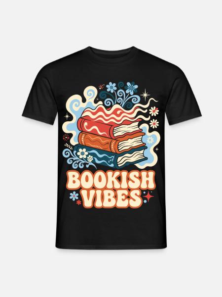 Bookish Vibes Retro Bücher - Männer T-Shirt - Schwarz