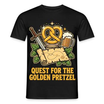 Quest For The Golden Pretzel - Männer T-Shirt - Schwarz - Vorne - AI Model Male 178 light (178cm)