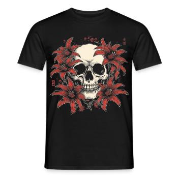 Fleur de Crâne de Lys Rouge - T-shirt homme - noir - Devant - AI Model Male 178 light (178cm)