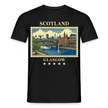Schottland_Glasgow_Vintage_Reisemarke - Männer T-Shirt - Schwarz - Vorne - AI Model Male 178 light (178cm)