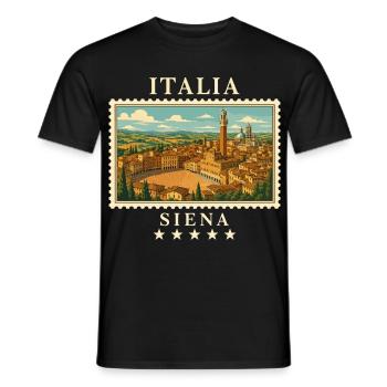 Italien Siena Vintage Reisemarke - Männer T-Shirt - Schwarz - Vorne - AI Model Male 178 light (178cm)