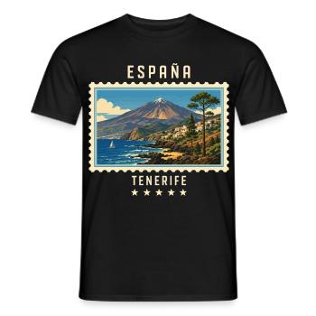 Spanien Teneriffa Vintage Reisemarke - Männer T-Shirt - Schwarz - Vorne - AI Model Male 178 light (178cm)