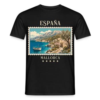 Spanien Mallorca Vintage Reisemarke - Männer T-Shirt - Schwarz - Vorne - AI Model Male 178 light (178cm)